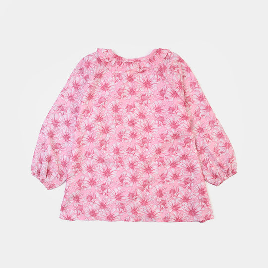 Girls Poly Lawn Casual Top Flamingo-Pink