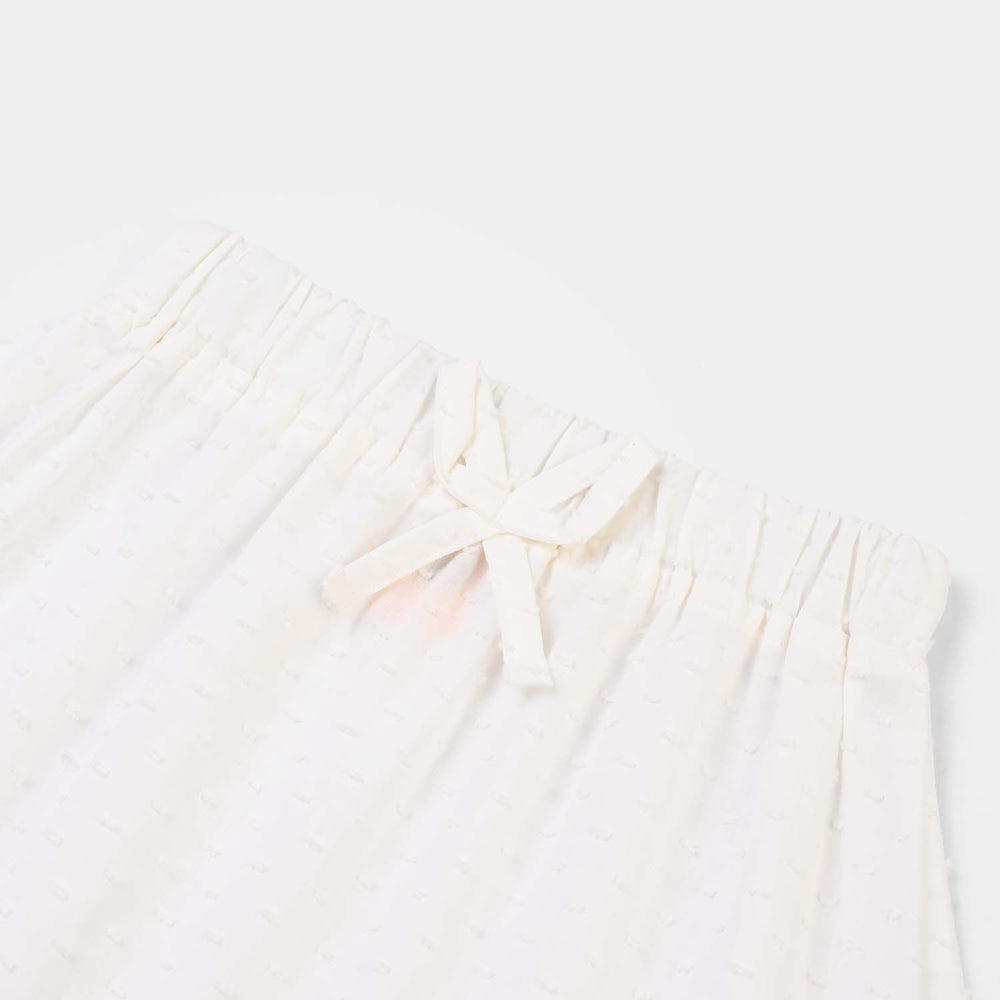 Girls Cotton Brochia Short Skirt-White