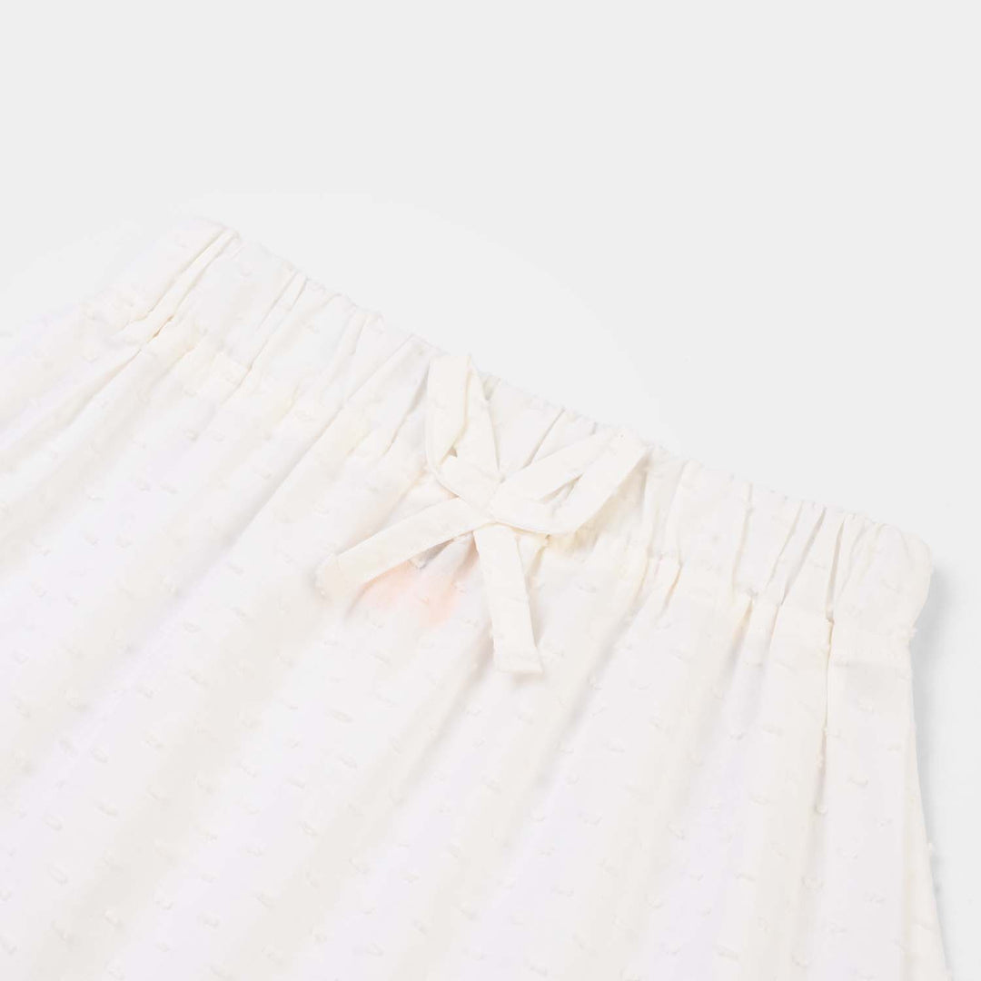 Girls Cotton Brochia Short Skirt-White