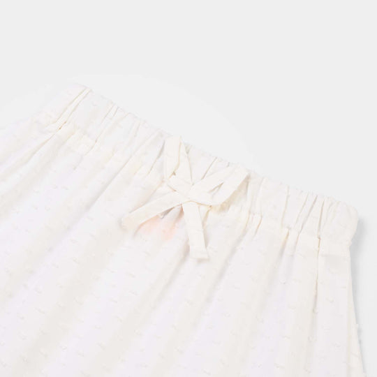 Girls Cotton Brochia Short Skirt-White