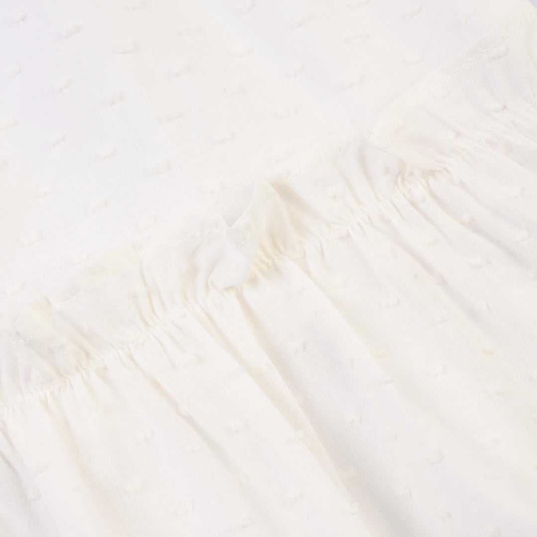 Girls Cotton Brochia Short Skirt-White