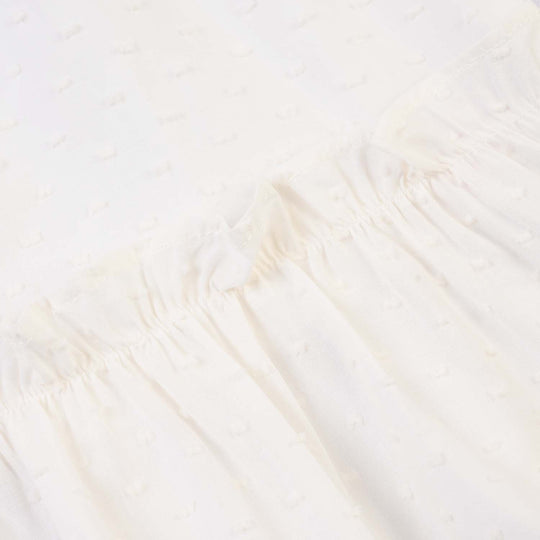 Girls Cotton Brochia Short Skirt-White