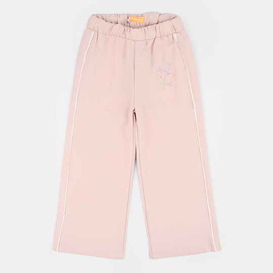 Girls Cotton Twill Pant Flowers-Pink