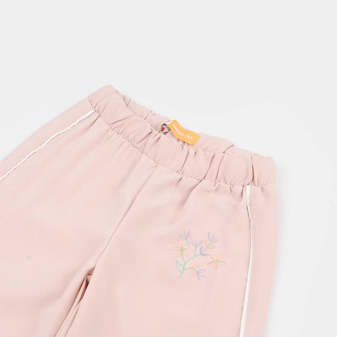 Girls Cotton Twill Pant Flowers-Pink