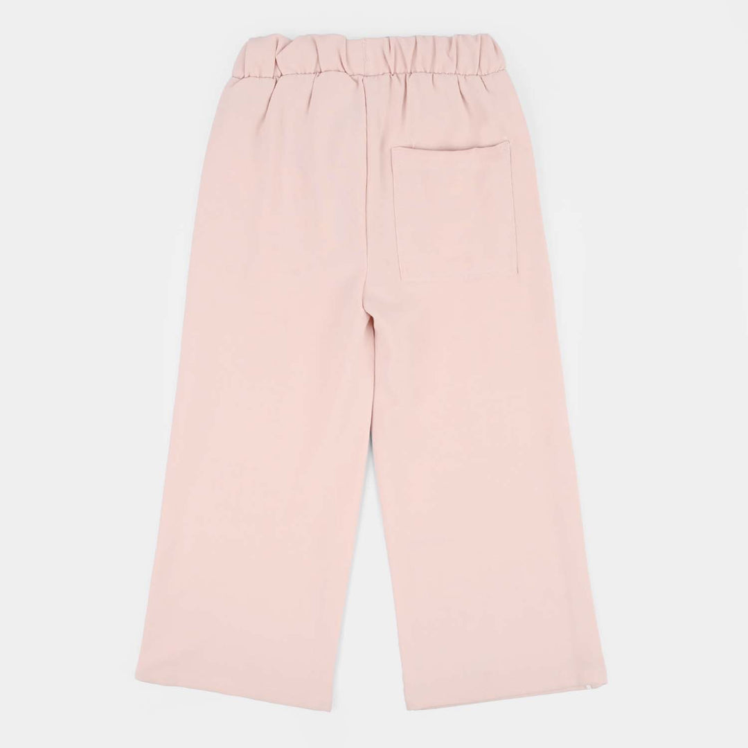 Girls Cotton Twill Pant Flowers-Pink