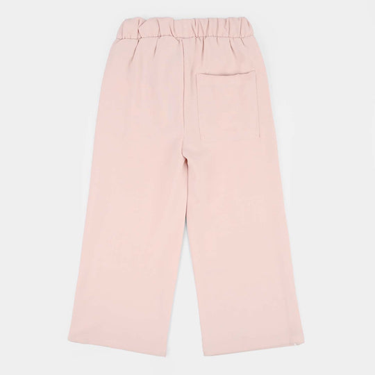 Girls Cotton Twill Pant Flowers-Pink
