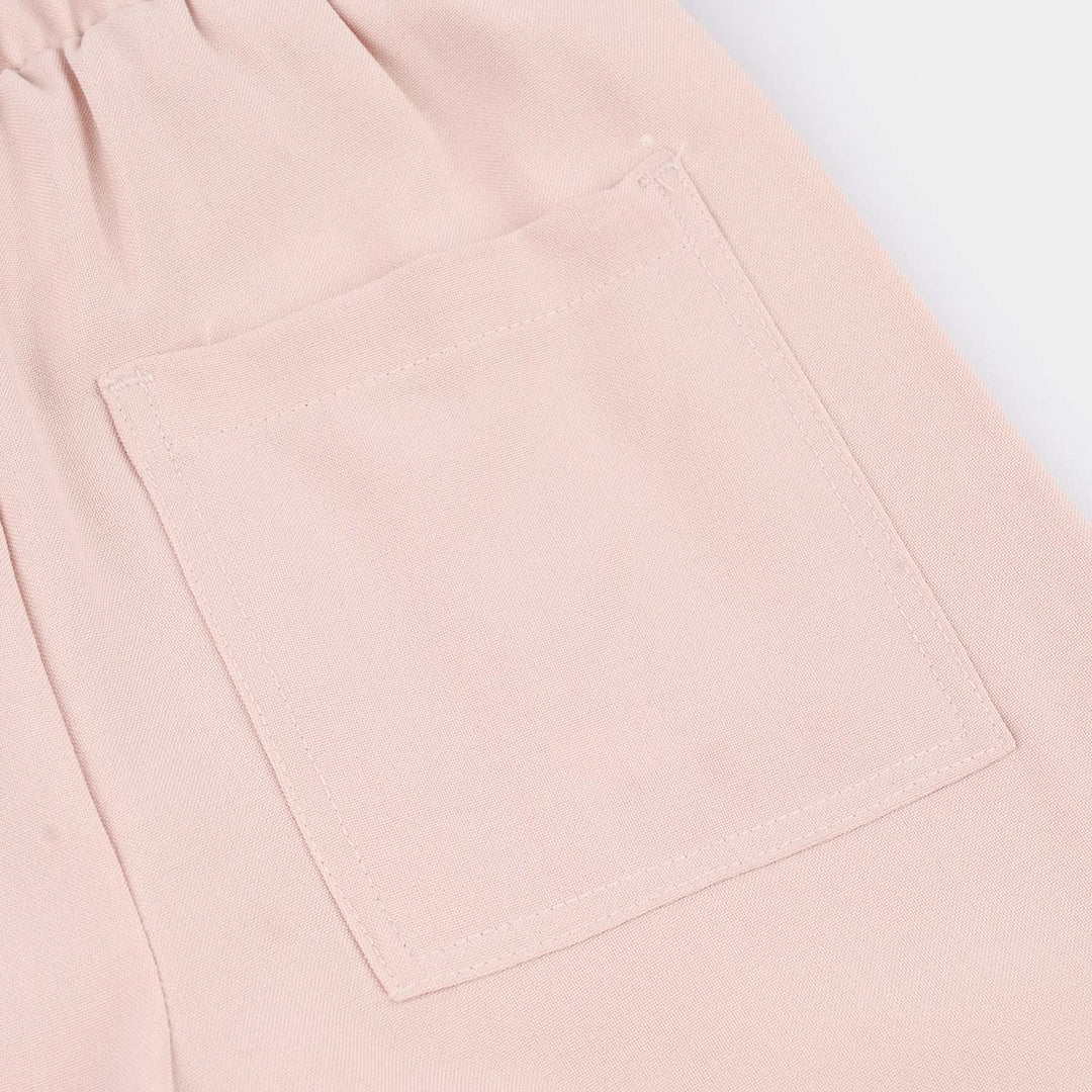 Girls Cotton Twill Pant Flowers-Pink