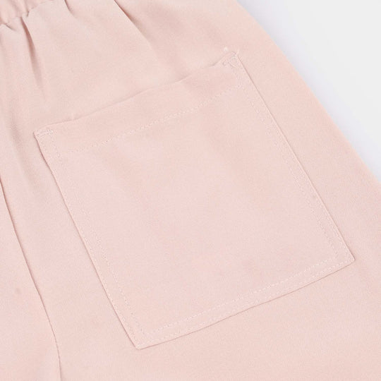 Girls Cotton Twill Pant Flowers-Pink