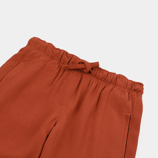 Girls Cotton Twill Pant Culotte-BROWN