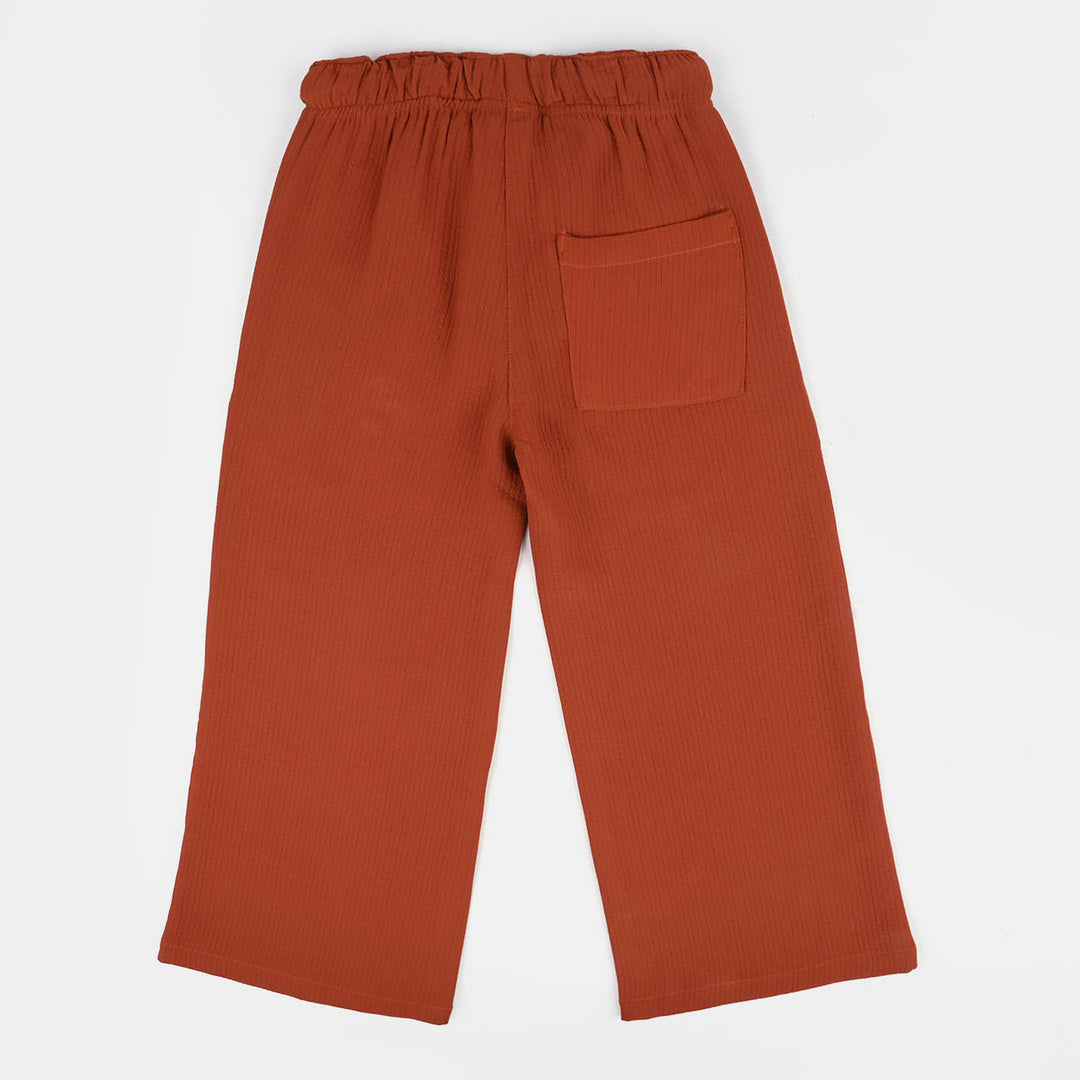 Girls Cotton Twill Pant Culotte-BROWN