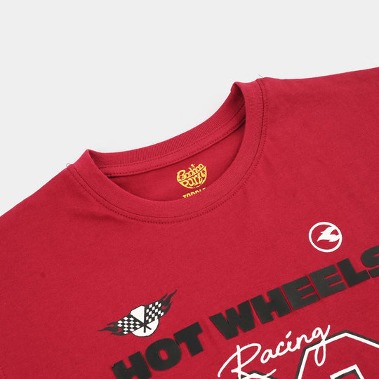 Boys Cotton Jersey Sando Hot Wheels-RED