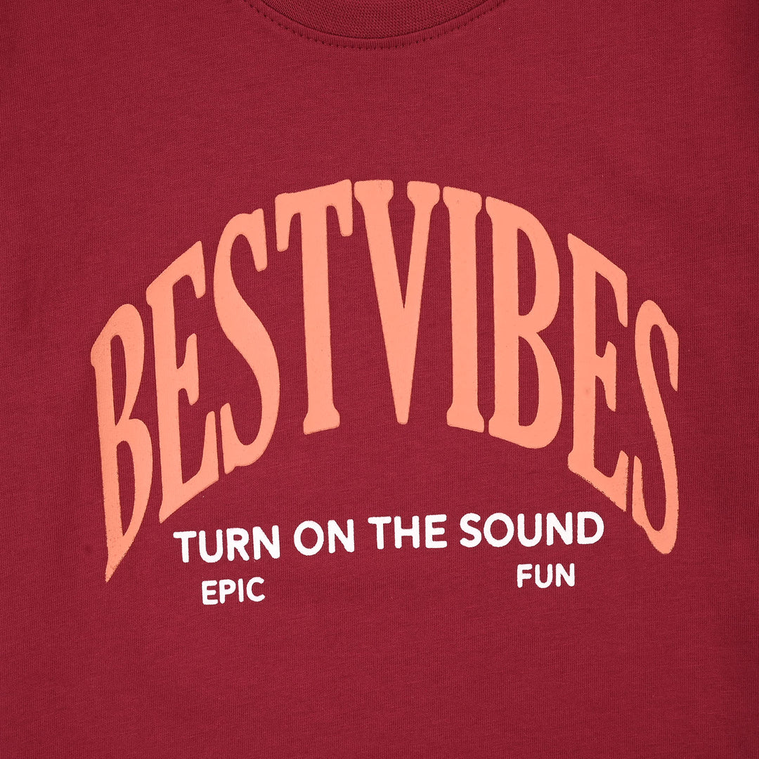 Boys Cotton Jersey T-Shirt H/S Best Vibes-RED