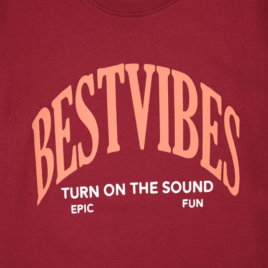 Boys Cotton Jersey T-Shirt H/S Best Vibes-RED