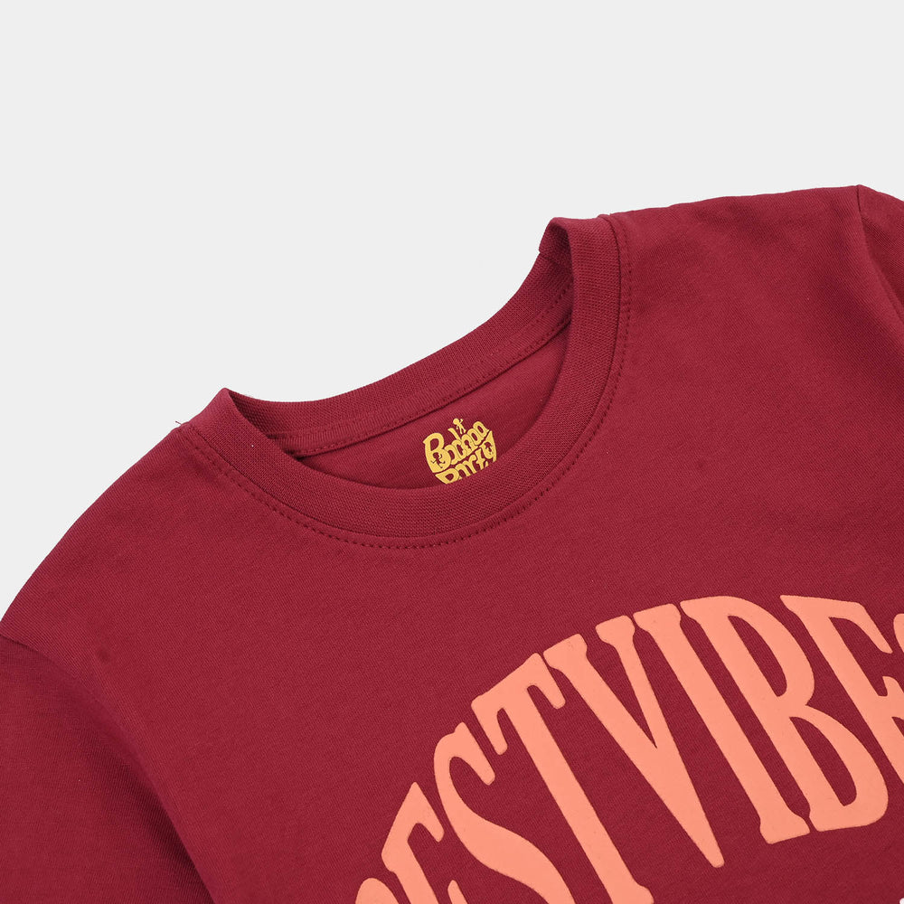 Boys Cotton Jersey T-Shirt H/S Best Vibes-RED