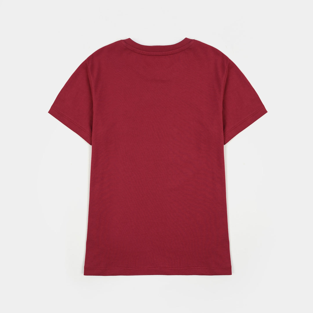Boys Cotton Jersey T-Shirt H/S Best Vibes-RED