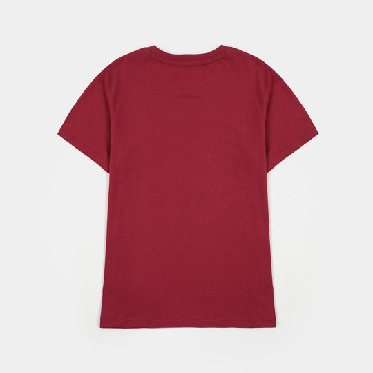 Boys Cotton Jersey T-Shirt H/S Best Vibes-RED