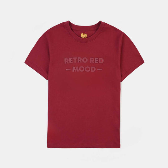 Boys Cotton Jersey T-Shirt H/S Red Vibes-RED