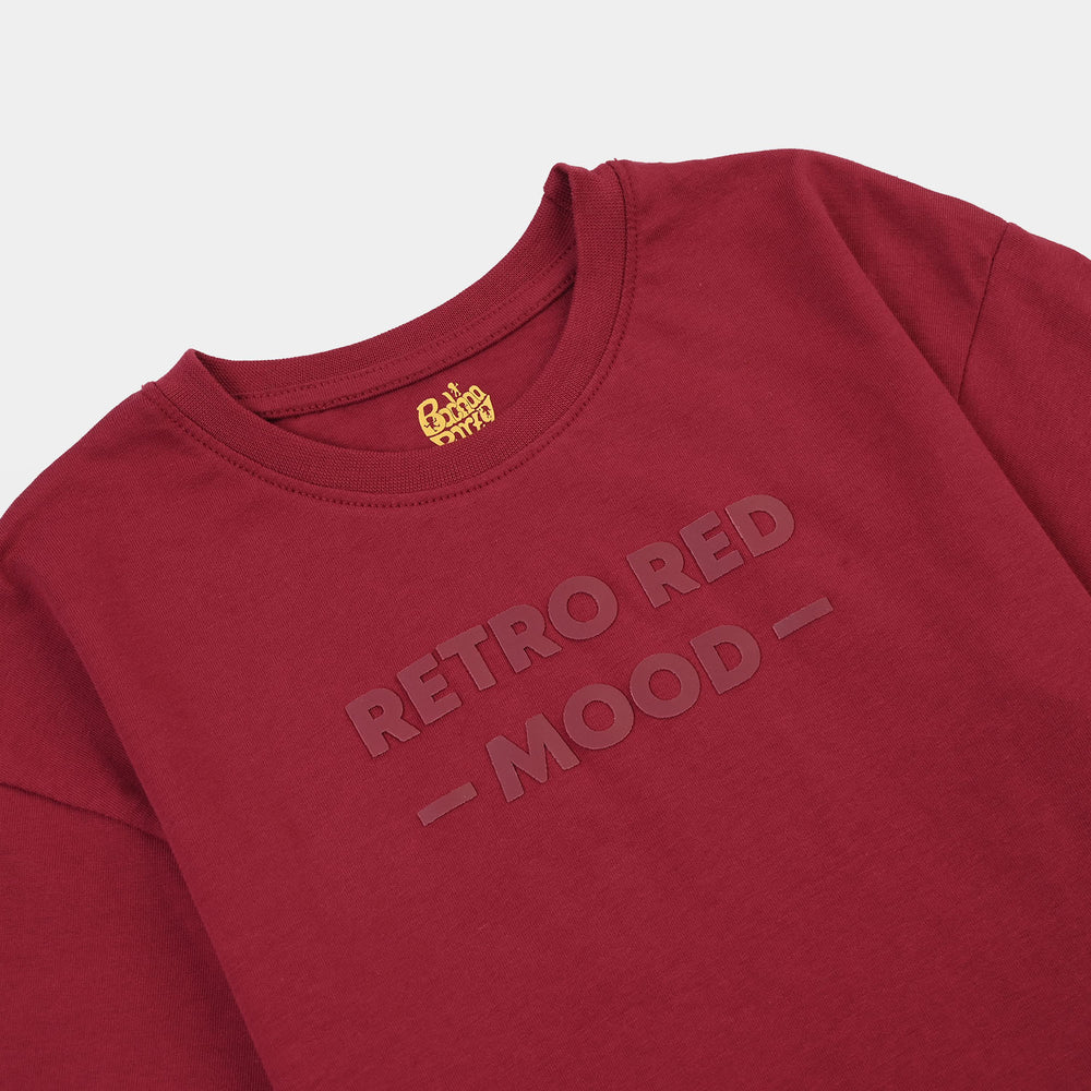 Boys Cotton Jersey T-Shirt H/S Red Vibes-RED