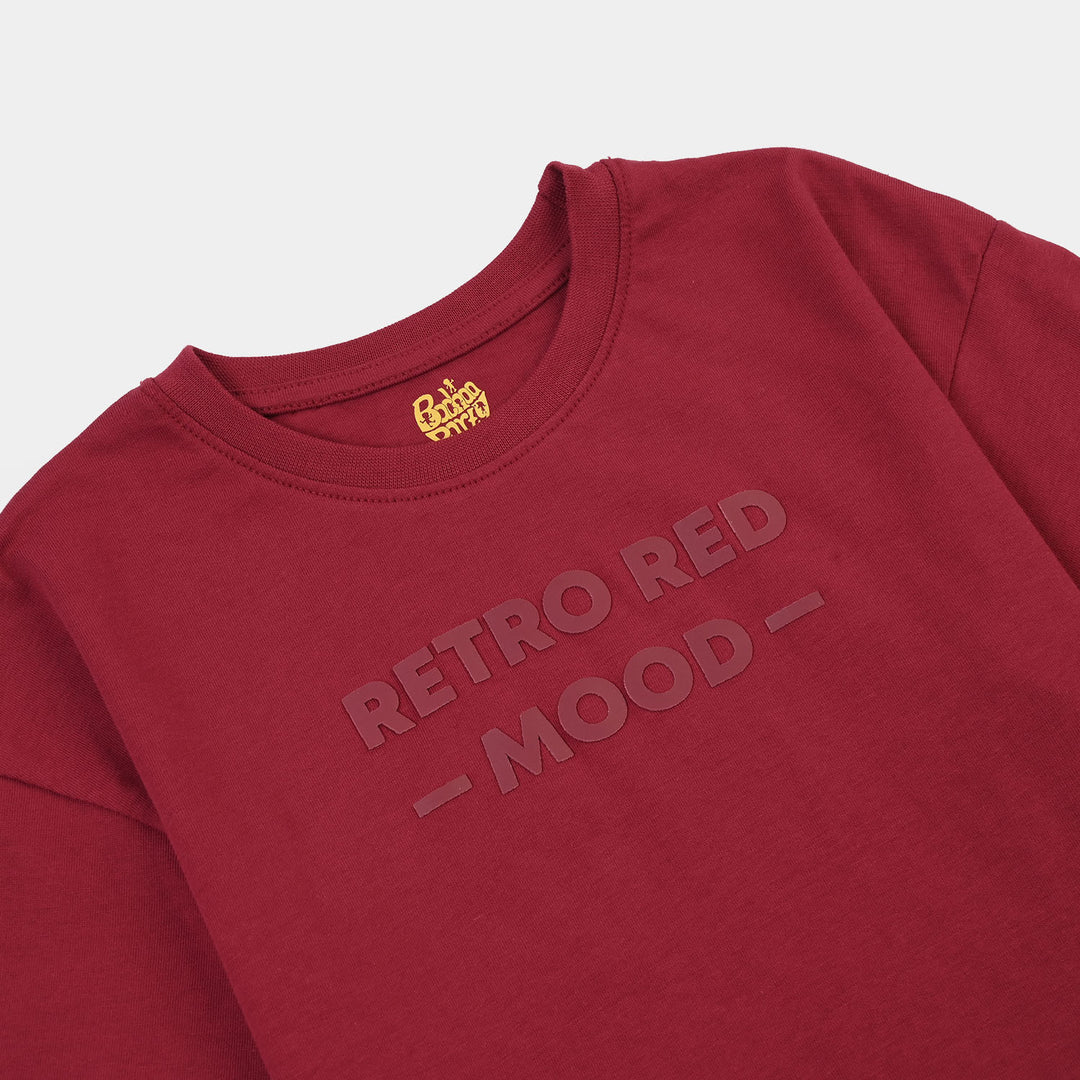 Boys Cotton Jersey T-Shirt H/S Red Vibes-RED