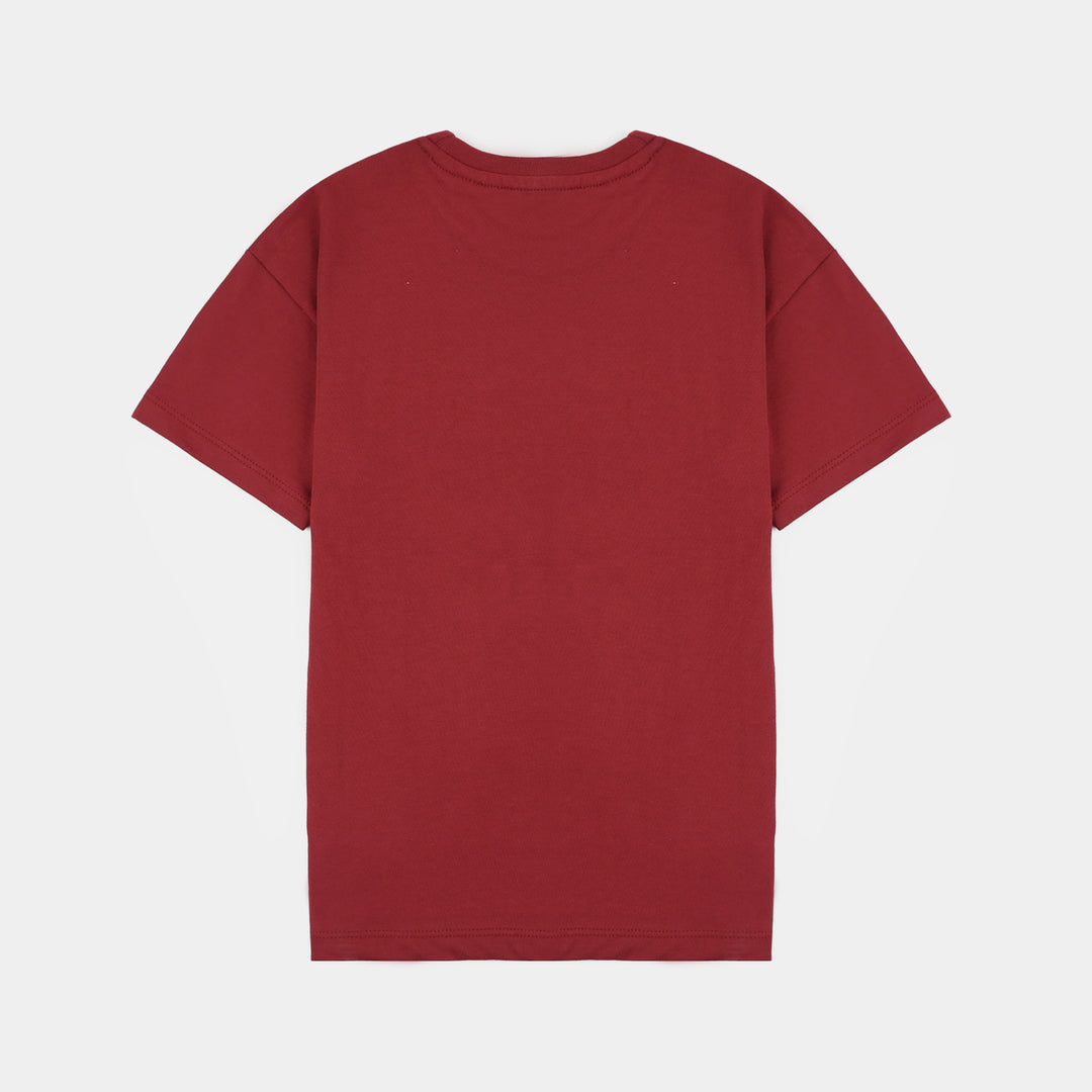 Boys Cotton Jersey T-Shirt H/S Dare to Explore-RED