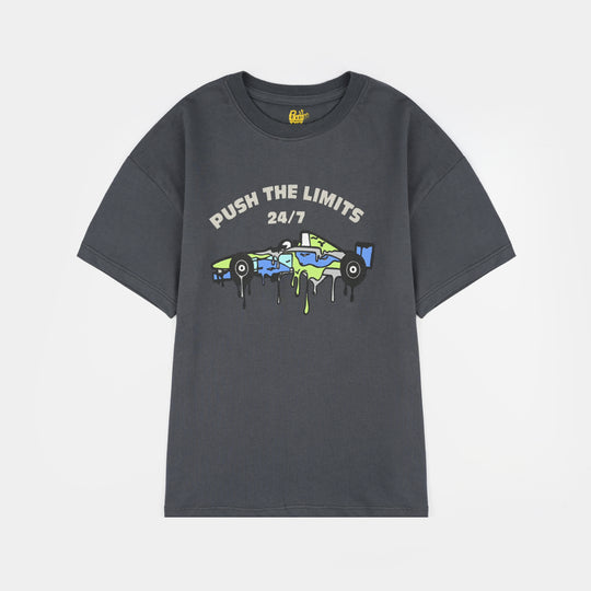 Boys Cotton Jersey T-Shirt H/S Push the Limits-GREY