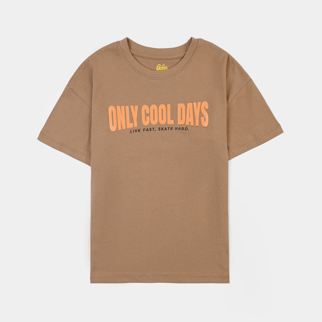 Boys Cotton Jersey T-Shirt H/S Only cool Days-BROWN