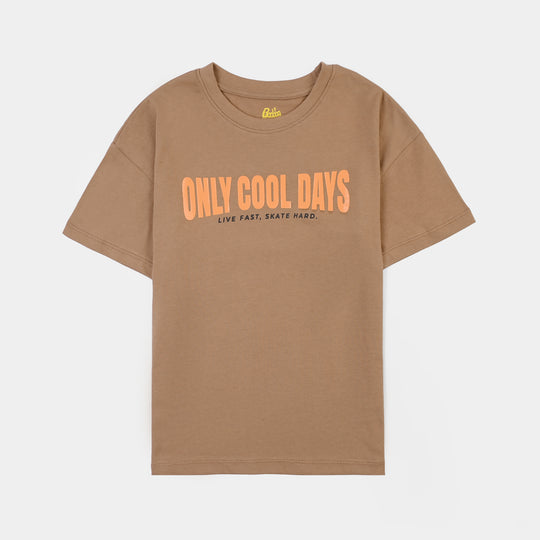 Boys Cotton Jersey T-Shirt H/S Only cool Days-BROWN