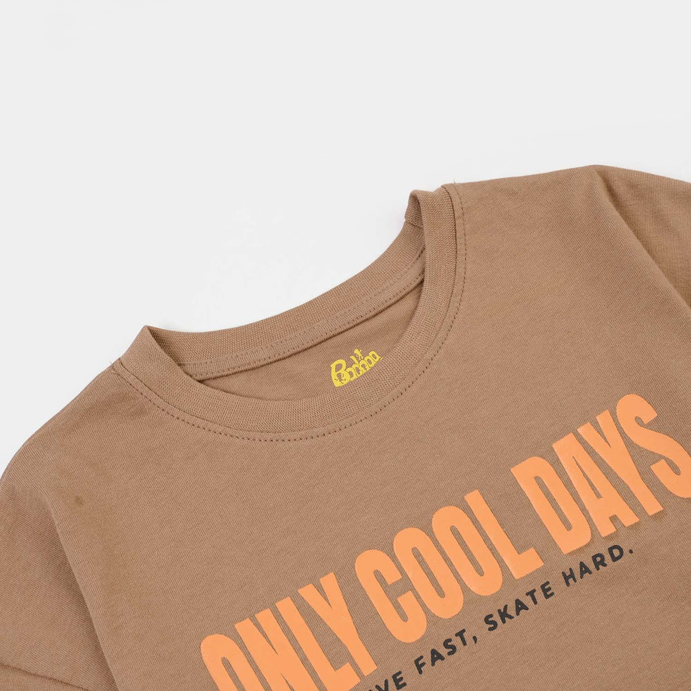 Boys Cotton Jersey T-Shirt H/S Only cool Days-BROWN