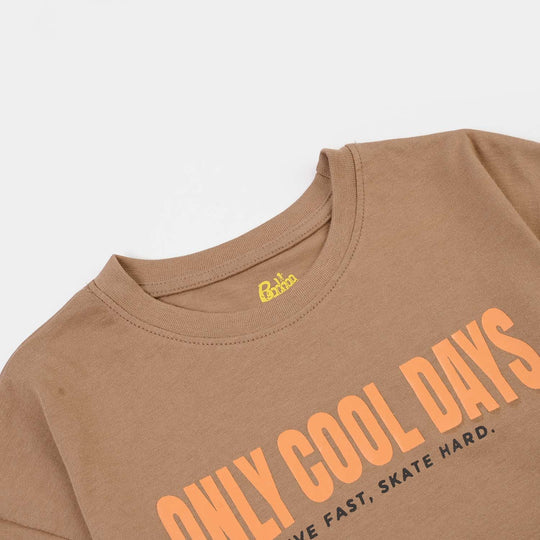 Boys Cotton Jersey T-Shirt H/S Only cool Days-BROWN
