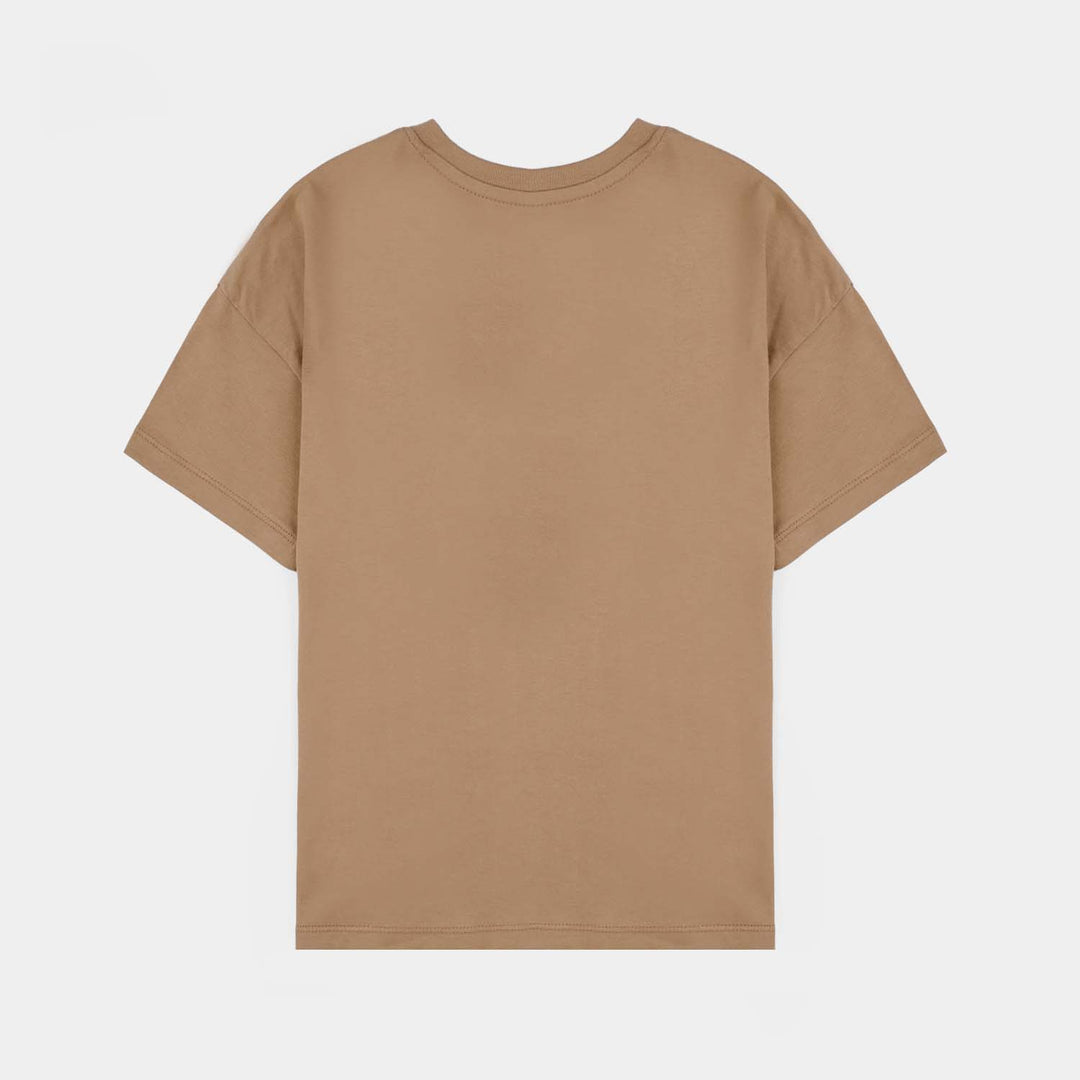 Boys Cotton Jersey T-Shirt H/S Creative Stay Cool-BROWN