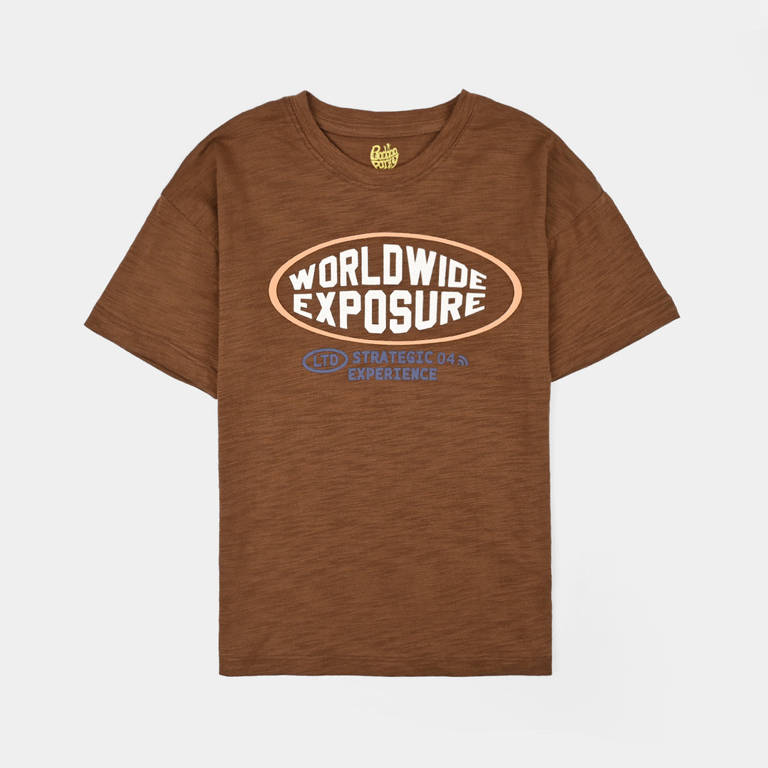Boys Slub Jersey T-Shirt Exposure -BROWN