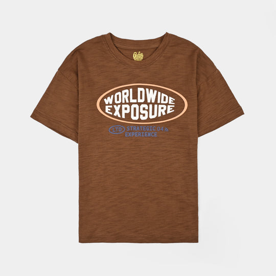 Boys Slub Jersey T-Shirt Exposure -BROWN