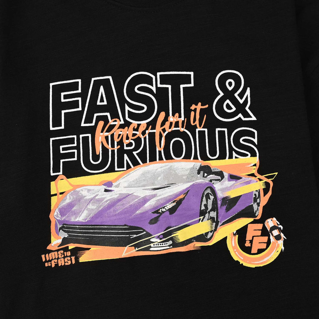 Boys Slub Jersey T-Shirt H/S Furious-BLACK
