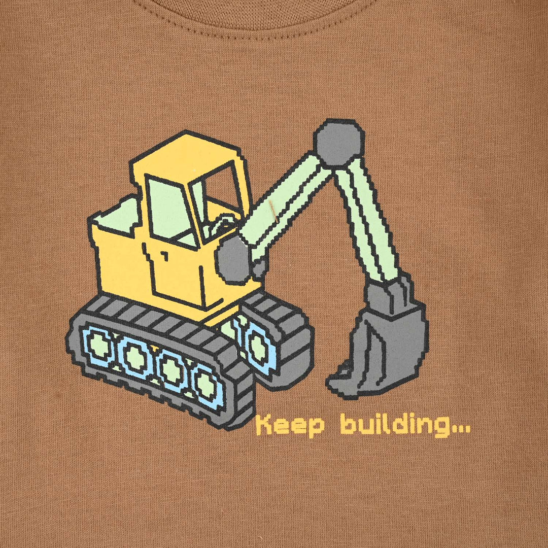 Infant Boys Cotton Jersey T-Shirt Keep Building-BROWN