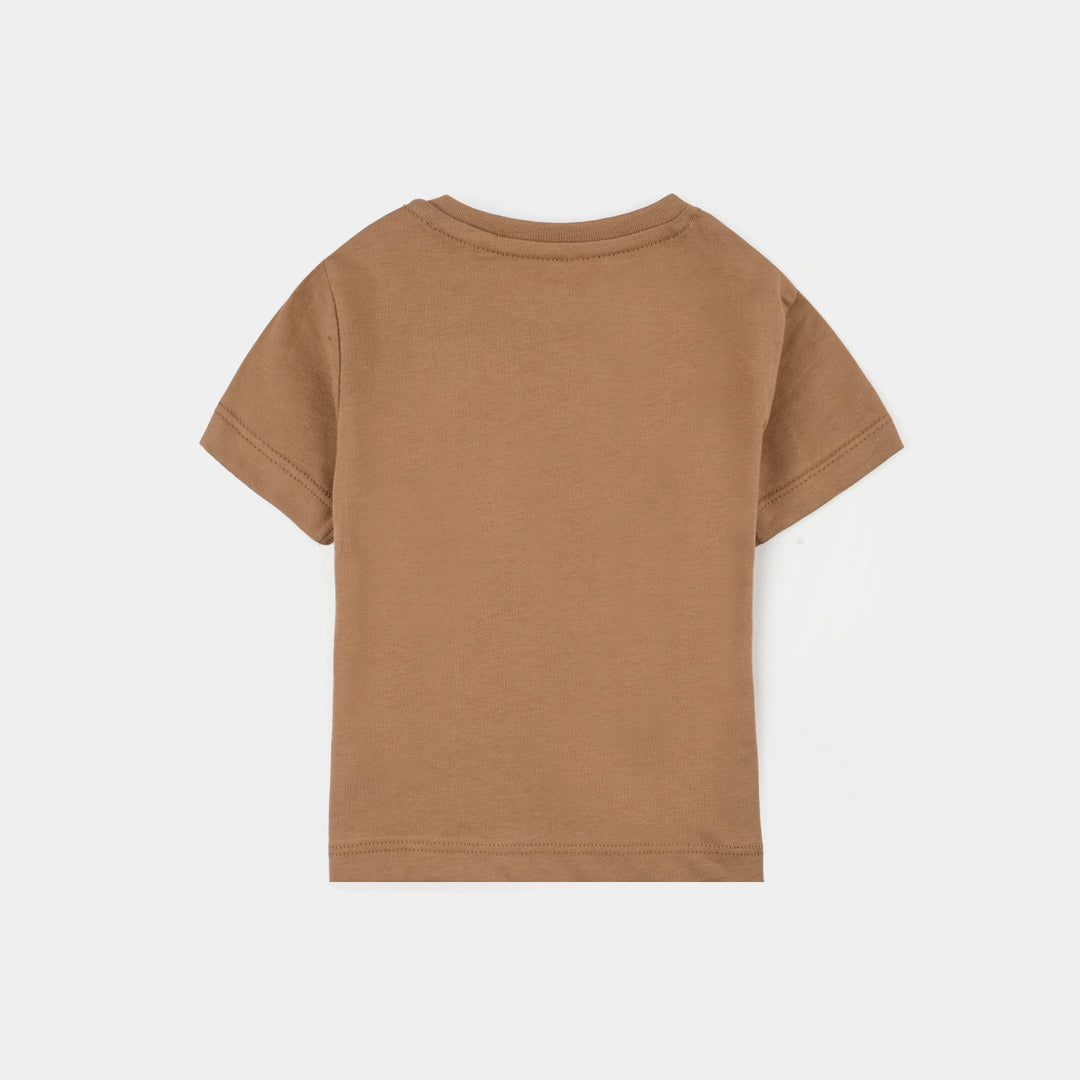 Infant Boys Cotton Jersey T-Shirt Keep Building-BROWN