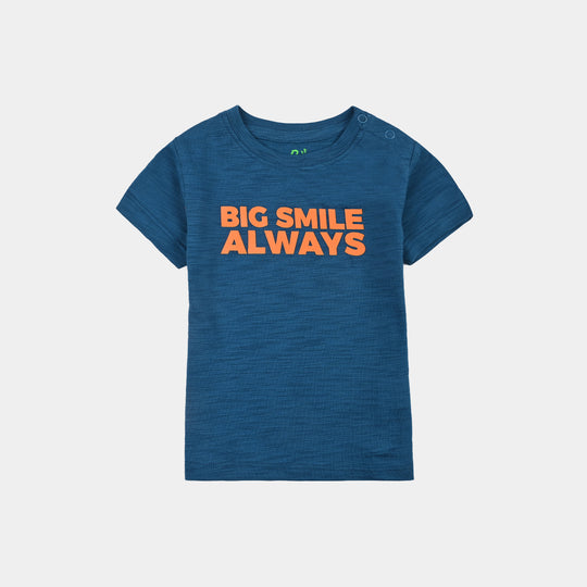 Infant Boys Slub Jersey T-Shirt Big Smile-BLUE