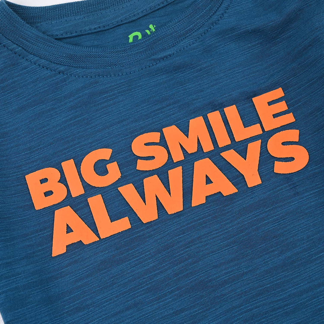 Infant Boys Slub Jersey T-Shirt Big Smile-BLUE