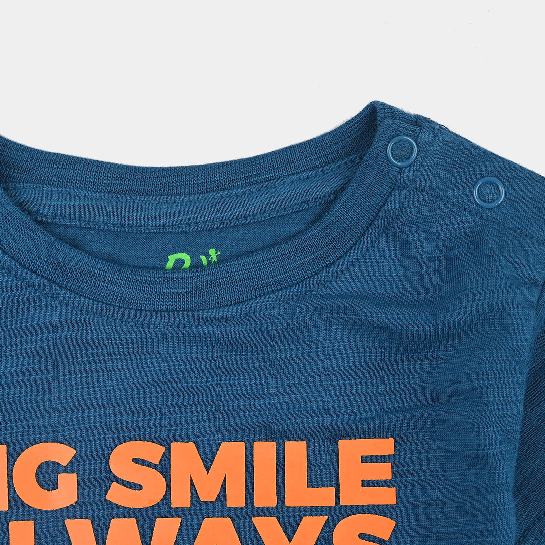 Infant Boys Slub Jersey T-Shirt Big Smile-BLUE