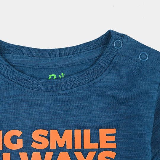 Infant Boys Slub Jersey T-Shirt Big Smile-BLUE