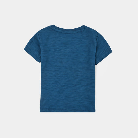 Infant Boys Slub Jersey T-Shirt Big Smile-BLUE