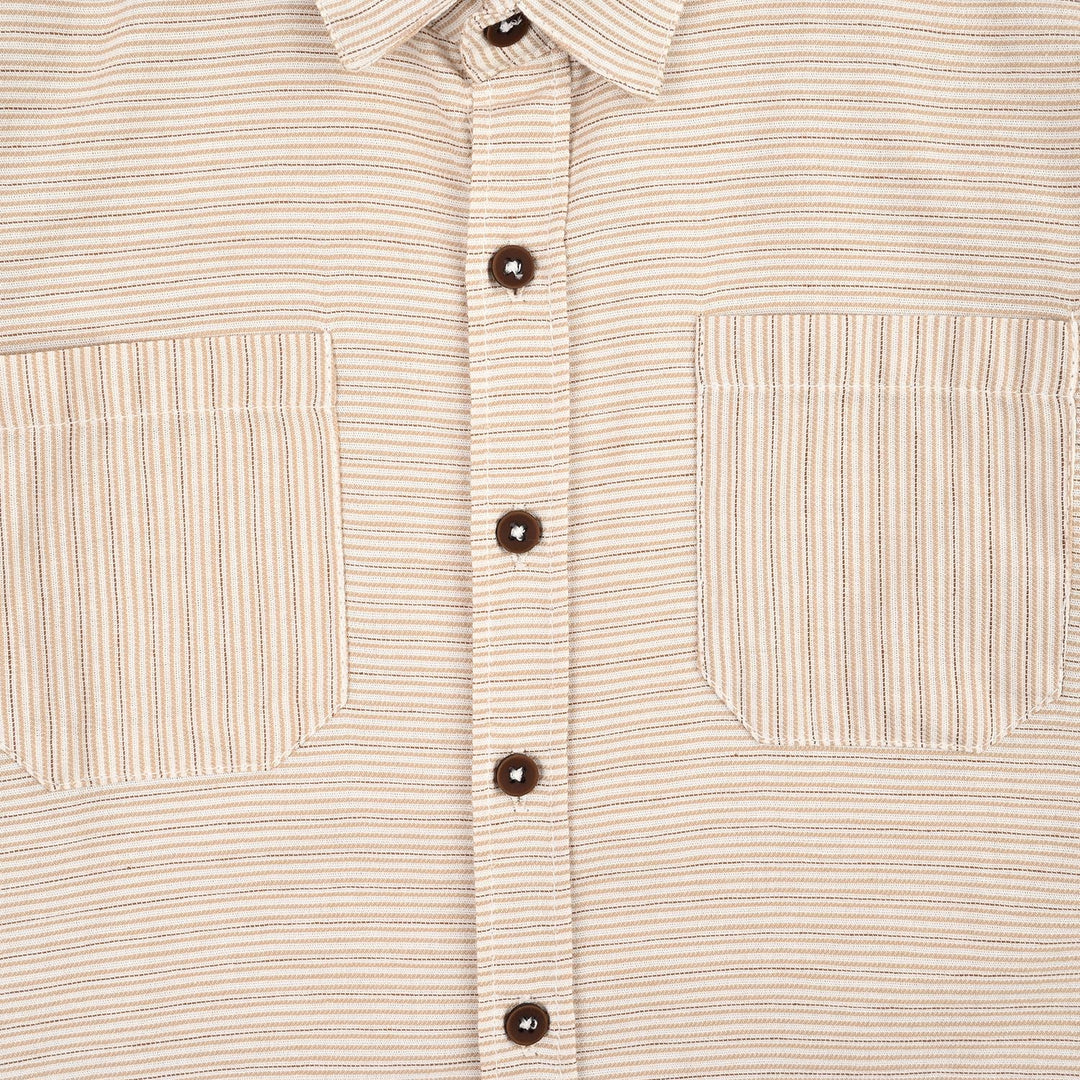 Boys Cotton Casual Shirt H/S Double Fold-Striper