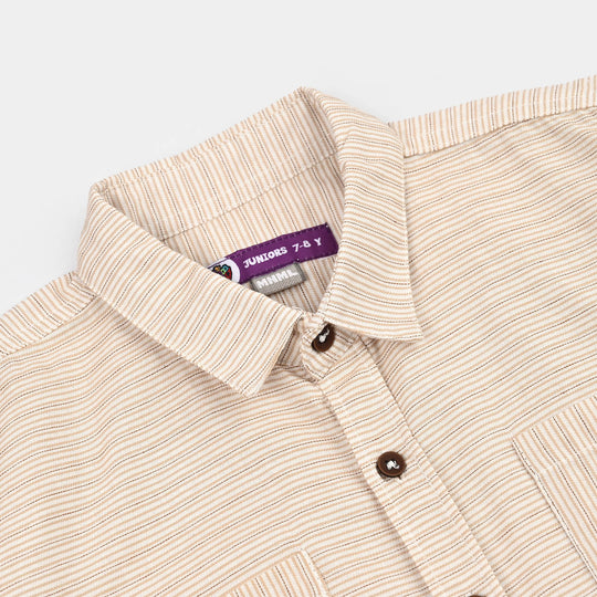 Boys Cotton Casual Shirt H/S Double Fold-Striper