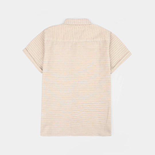 Boys Cotton Casual Shirt H/S Double Fold-Striper