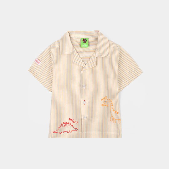Infant Boys Yarn Dyed Casual Shirt Make Some Noise-Striper