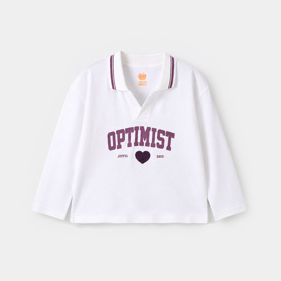 Girls Cotton PK T-Shirt F/S Optimist-White