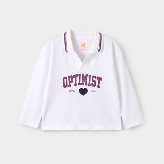 Girls Cotton PK T-Shirt F/S Optimist-White