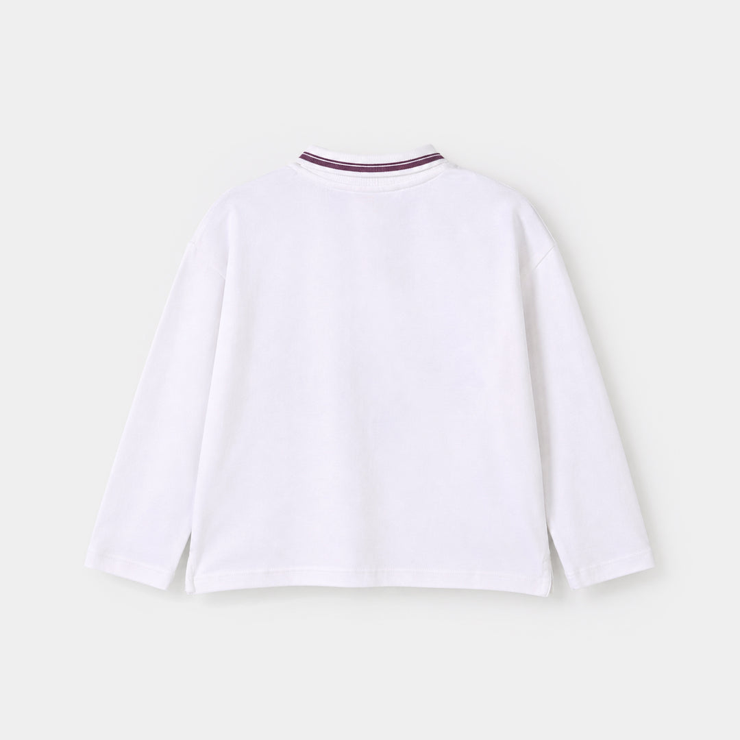 Girls Cotton PK T-Shirt F/S Optimist-White