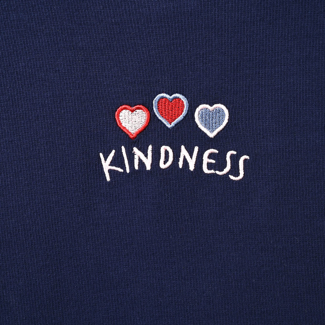 Girls Cotton Baby Rib T-Shirt Kindness-NAVY