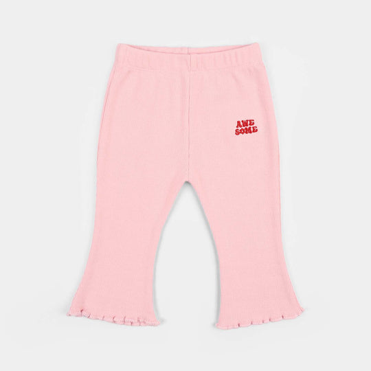 Infant Girls Cotton Rib Tight Awesome - Pink