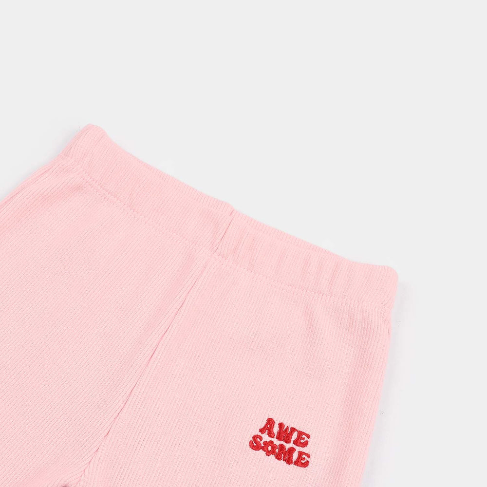 Infant Girls Cotton Rib Tight Awesome - Pink